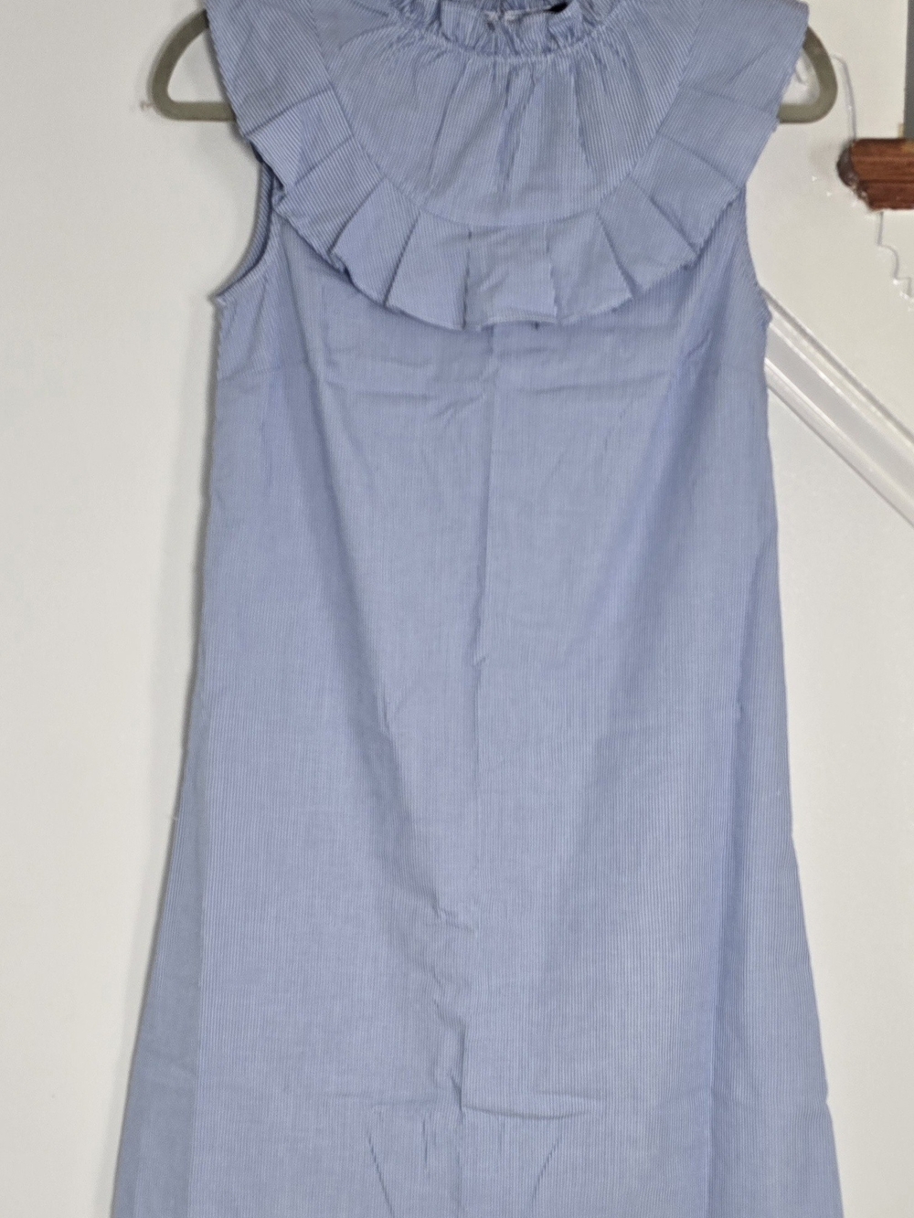 Halogen Light Blue Sleeveless Ruffle Neck Mini Dress